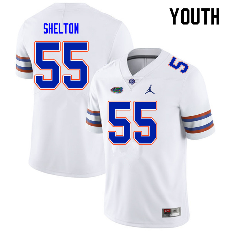 Youth #55 Antonio Shelton Florida Gators College Football Jerseys Sale-White